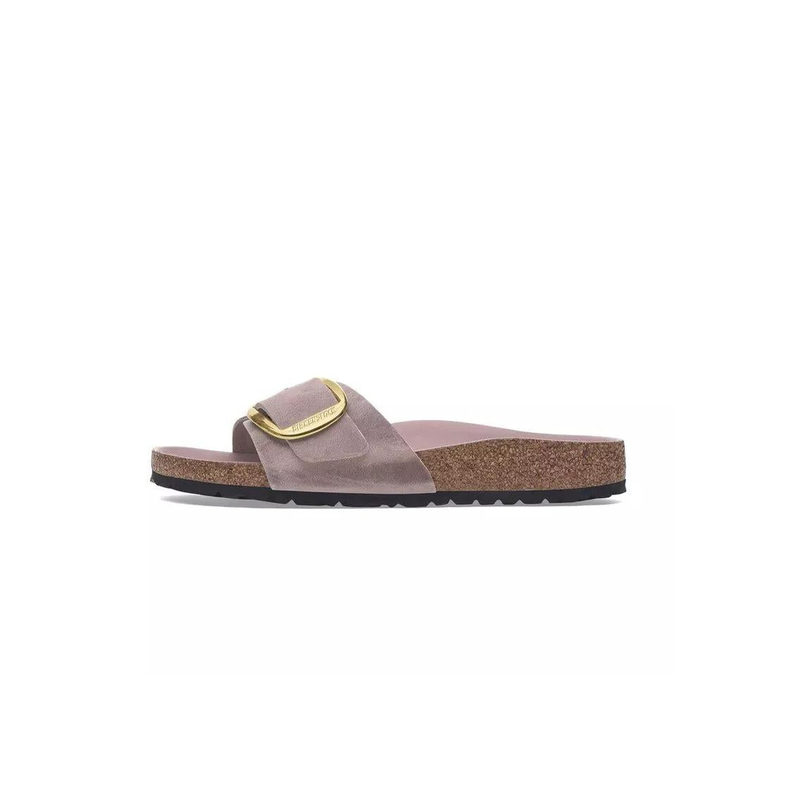 Mules Madrid Big Buckle Étroite - Violet, Dorée