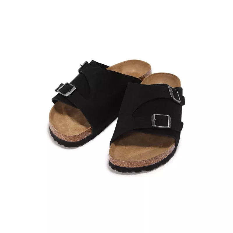Sandales Homme Birkenstock Zurich Suede Étroite - Noir Beige