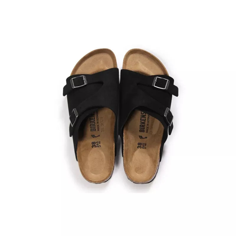 Sandales Homme Birkenstock Zurich Suede Étroite - Noir Beige