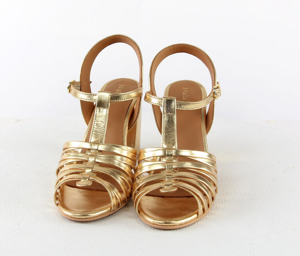 Sandales A Talon Jersey - Gold Sandales A Talon Nalaïm