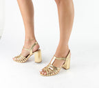 Sandales A Talon Jersey - Gold Sandales A Talon Nalaïm