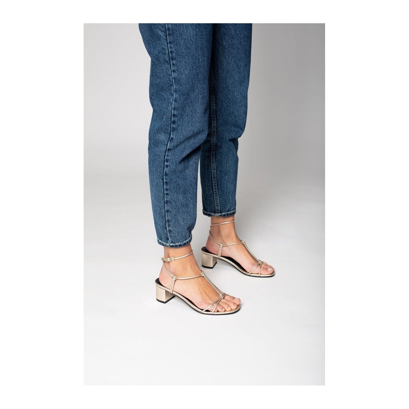 White Sun - Sandales Talon Aquene - Platinium Metallic Nappa - Gold