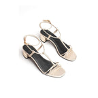 White Sun - Sandales Talon Aquene - Platinium Metallic Nappa - Gold