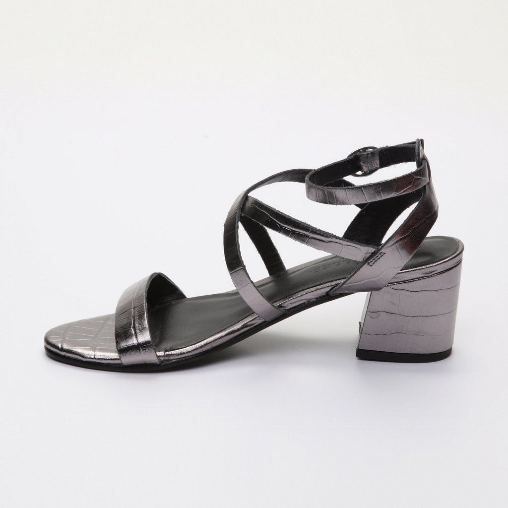 Sandales À Talons Izusa - Croco Pewter - Les Bagatelles - Les Bagatelles* - The Bradery