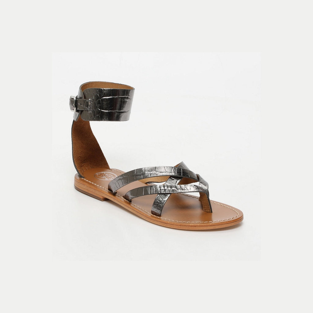 White Sun - Sandales Avec Attache Cheville Manoa - Pewter Croco - Femme
