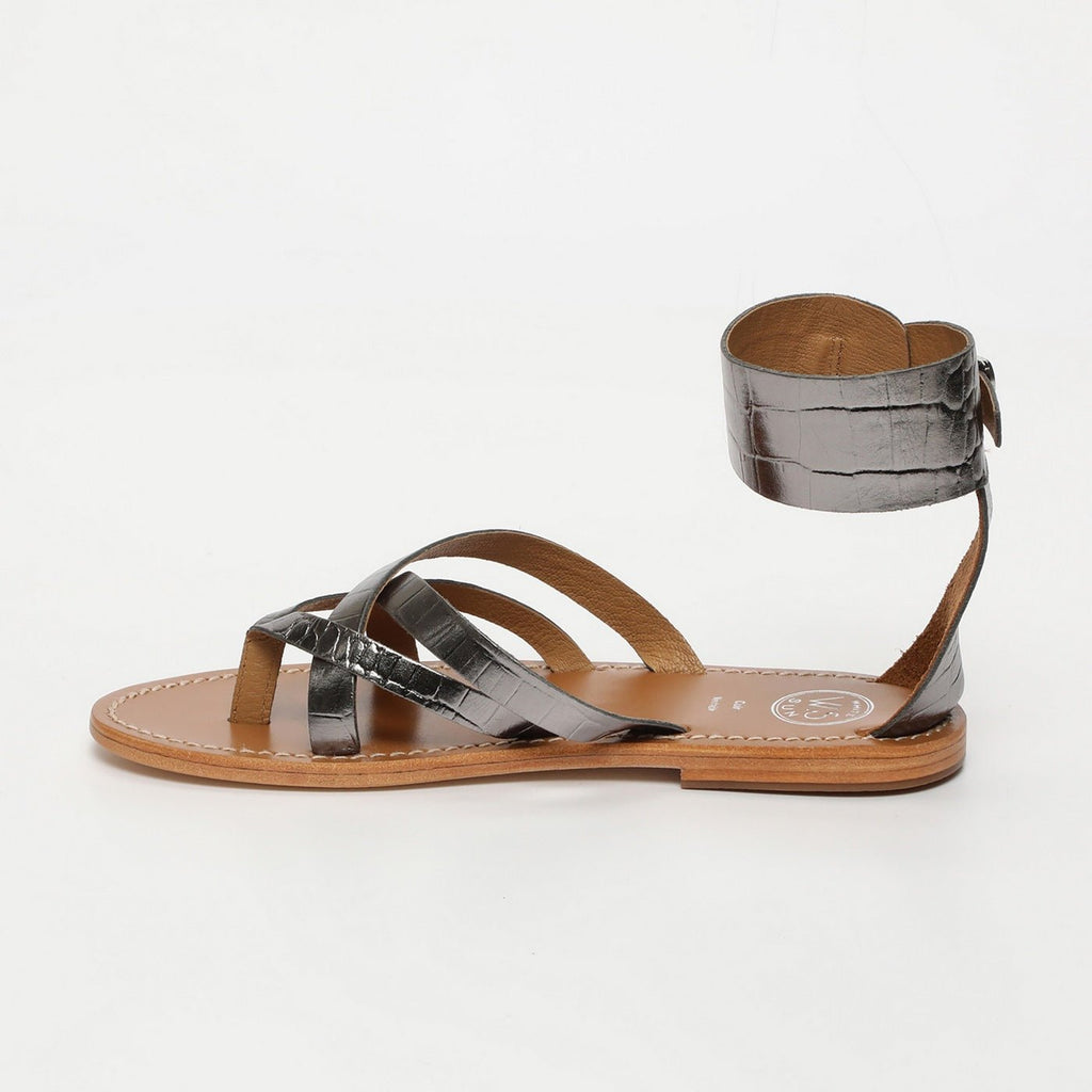 White Sun - Sandales Avec Attache Cheville Manoa - Pewter Croco - Femme