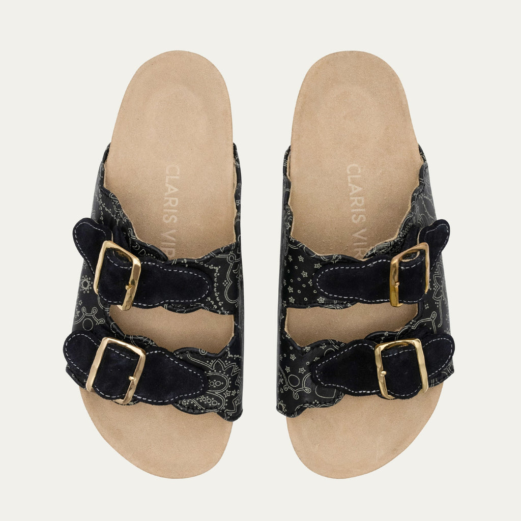 Sandales Cuir Nappa Noir Odette Bandana
