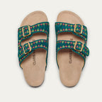 Sandales Cuir Suédé Odette Bleu Canard