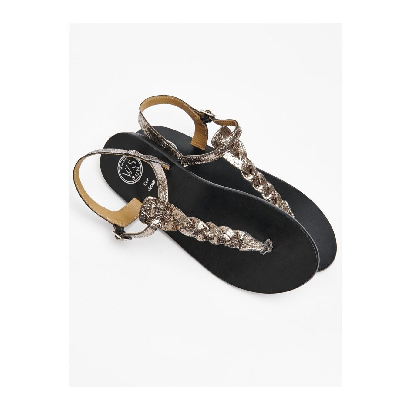 White Sun - Sandales Natal - Pewter Metallic Crackle Foil Goat - Pewter Crackle