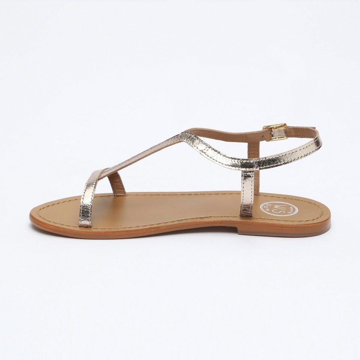 White Sun - Sandales Miramar - Cow Gold - Gold
