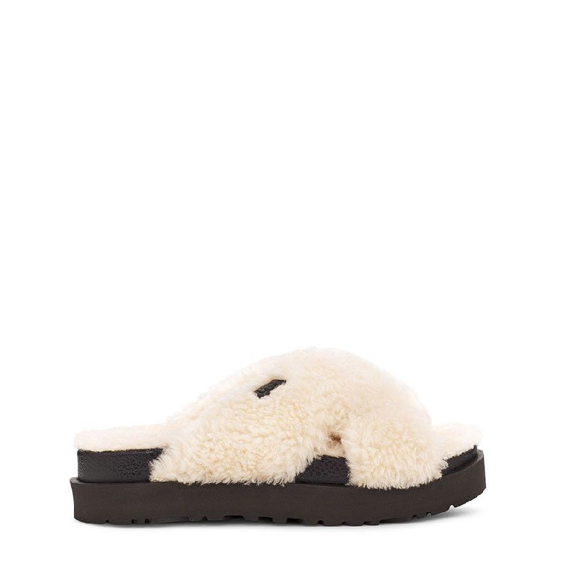 Sandales Fuzz Sugar Cross Slide - Beige - Femme - UGG - The Bradery