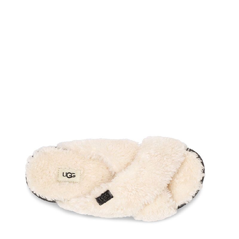 Sandales Fuzz Sugar Cross Slide - Beige - Femme - UGG - The Bradery