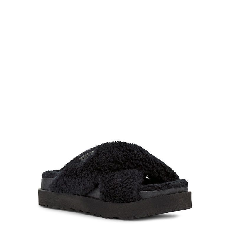 Sandales Fuzz Sugar Cross Slide - Noir - Femme - UGG - The Bradery