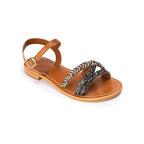 Sandales Plates Jivan - Camel - Couleur Pourpre - Couleur Pourpre* - The Bradery