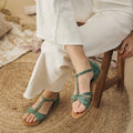 Sandales Plates Kharias - Python Vert Sandales Couleur Pourpre