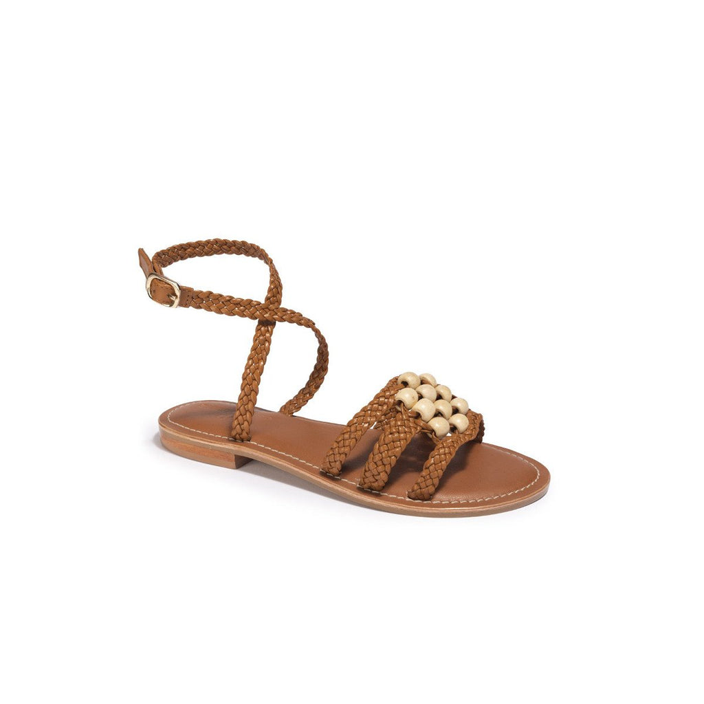 Sandales Plates Madras - Camel - Couleur Pourpre - Couleur Pourpre* - The Bradery