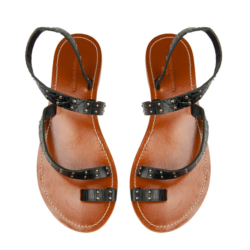 Sandales Shan - Croco noir - Couleur Pourpre - Couleur Pourpre* - The Bradery