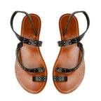 Sandales Shan - Croco noir - Couleur Pourpre - Couleur Pourpre* - The Bradery