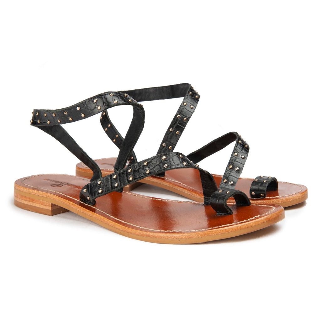 Sandales Shan - Croco noir - Couleur Pourpre - Couleur Pourpre* - The Bradery