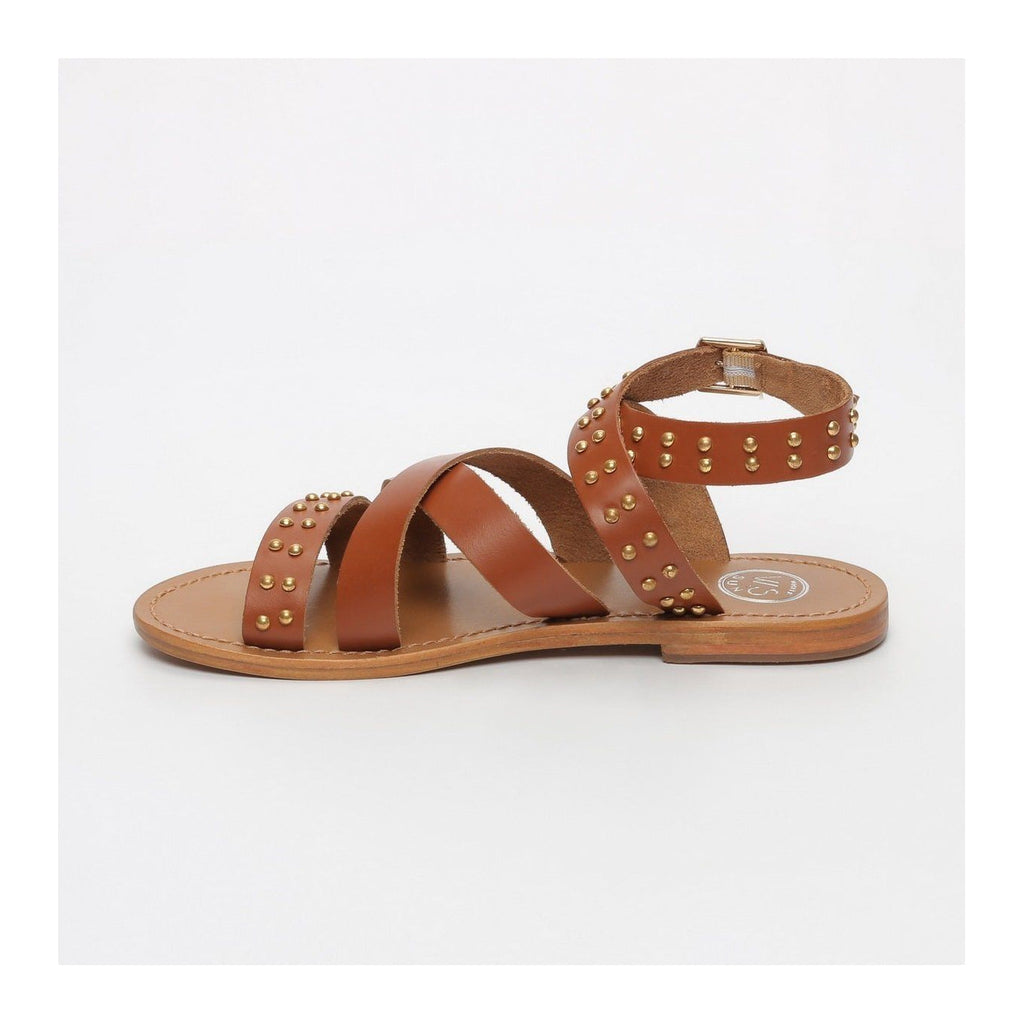 White Sun - Sandales Alcoy - Buff Marron / Studs Gold - Marron