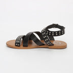 White Sun - Sandales Alcoy - Buff Black / Studs Silver - Black