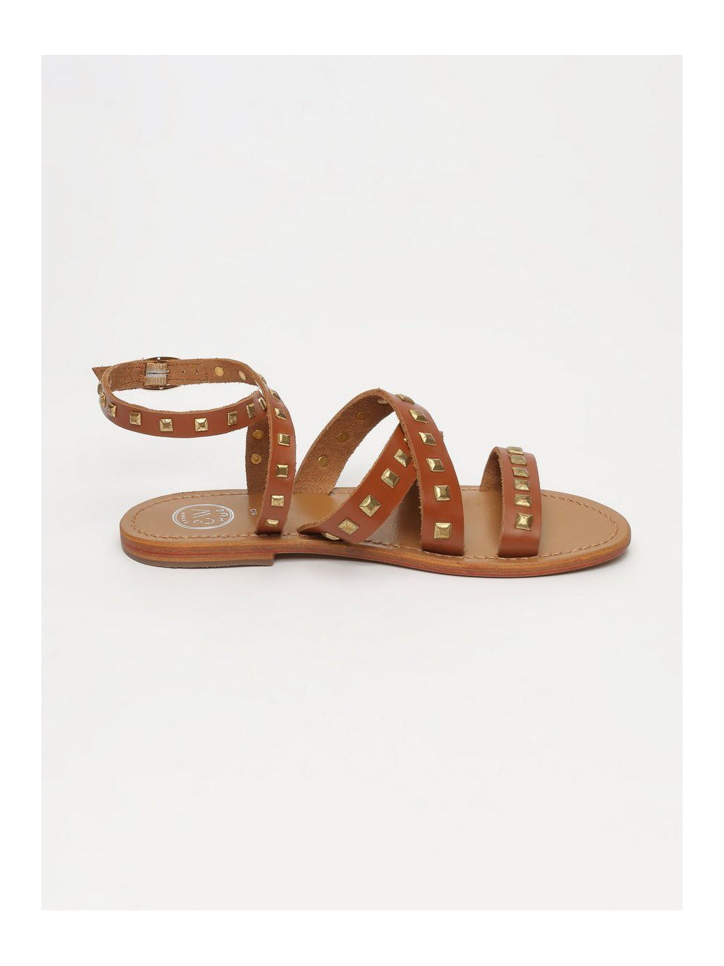White Sun - Sandales Amari - Buff Camel / Square Studs Gold - Camel