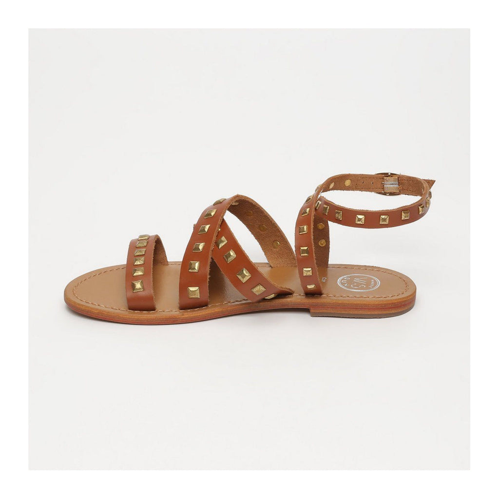 White Sun - Sandales Amari - Buff Camel / Square Studs Gold - Camel