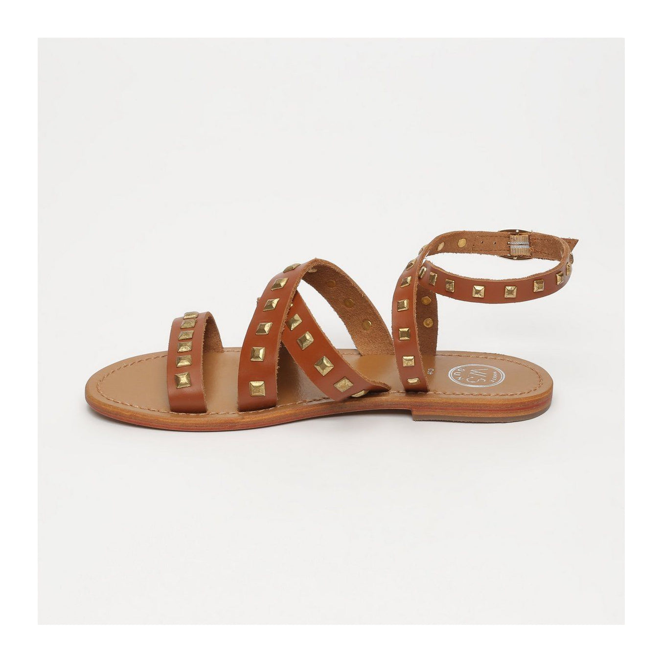 White Sun - Sandales Amari - Buff Camel / Square Studs Gold - Camel