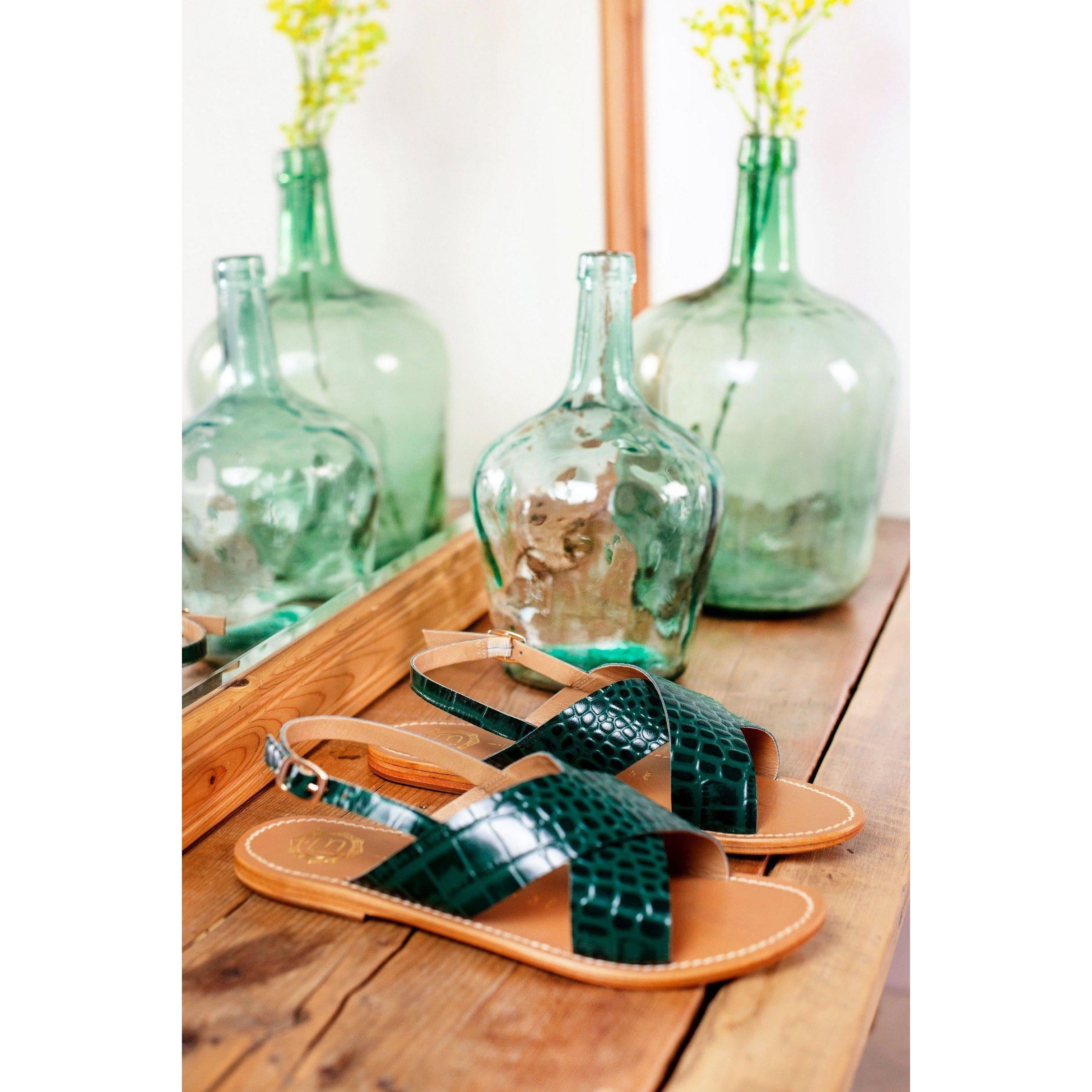 Sandales Tendance Sibella - Green Croco - Femme - Les Bagatelles - Sandales Tendance - Les Bagatelles - The Bradery