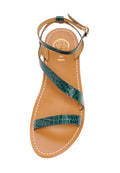 White Sun - Sandales Xigala - Green Croco Print Goat - Green Croco