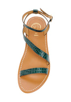 White Sun - Sandales Xigala - Green Croco Print Goat - Green Croco