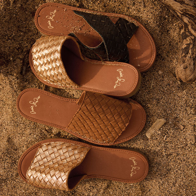 Sandales Clic Tressé Or