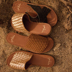 Sandales Clic Tressé Or