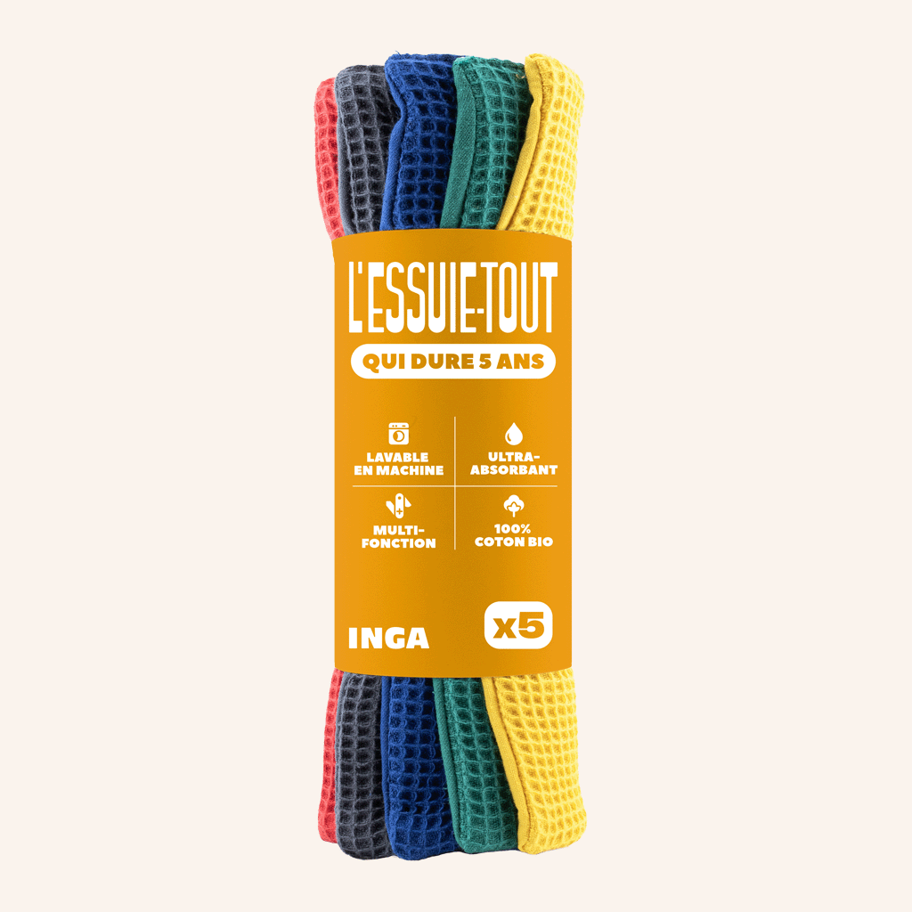Essuie-Tout Lavable - 5 Couleurs