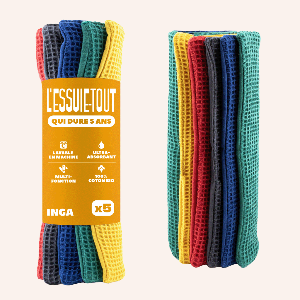 Essuie-Tout Lavable - 5 Couleurs