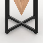 sellette en bois carree et metal noir