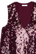 Robe Courte Trapèze À Sequins Bordeaux