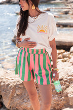 SHAÏNICE Fuchsia/Vert - Short Rayé