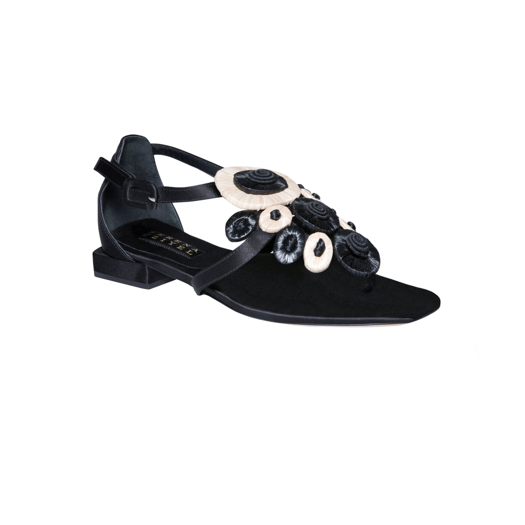 Alessa Black Flat Ankle Toe Sandal