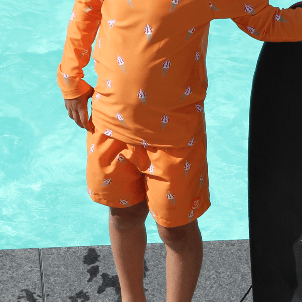 Short De Bain Enfant - Le Petit Crémeux Orange