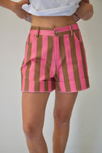 Short Gala Rose Et Marron