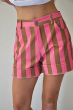 Short Gala Rose Et Marron