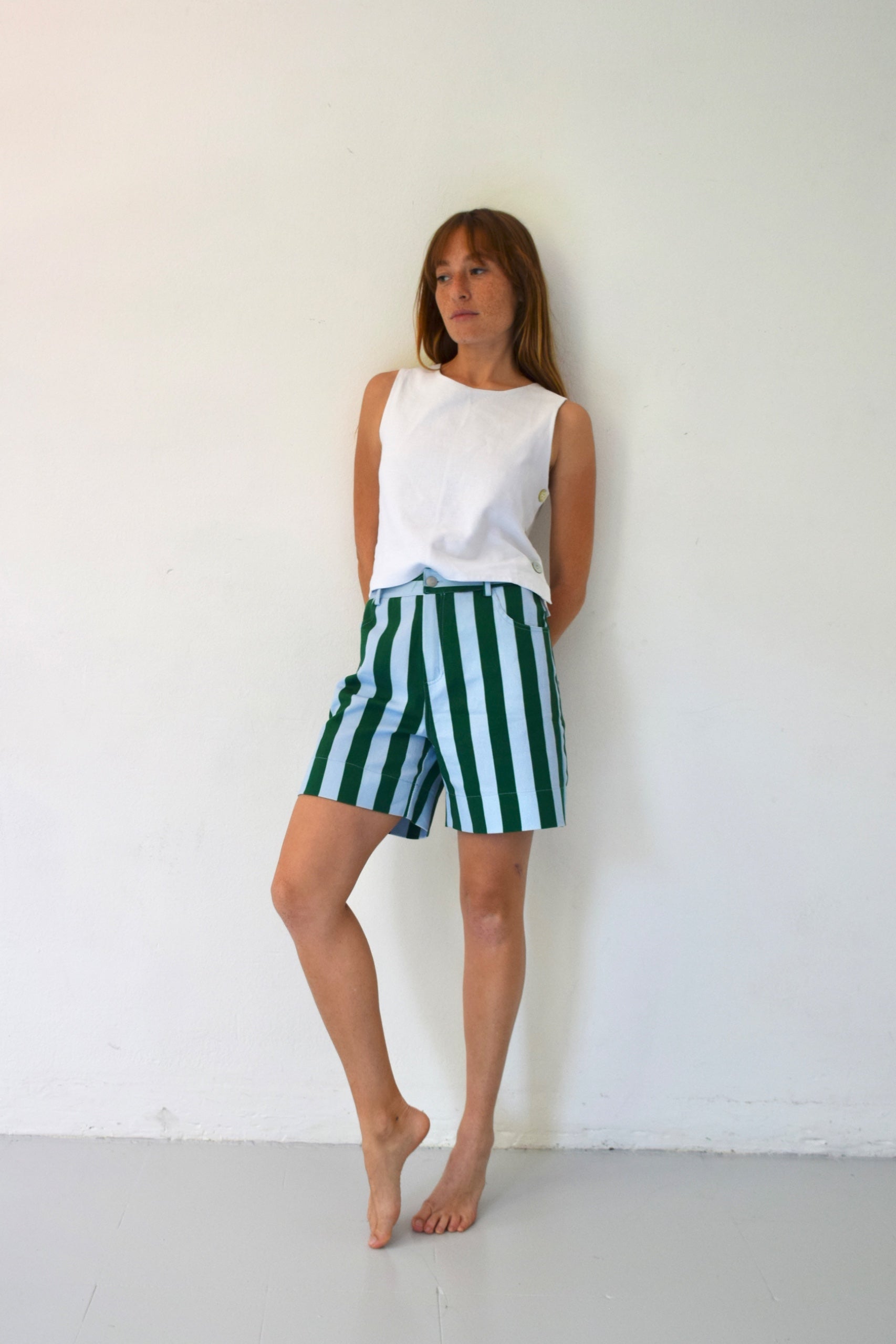 Short Gala Vert Et Bleu Clair