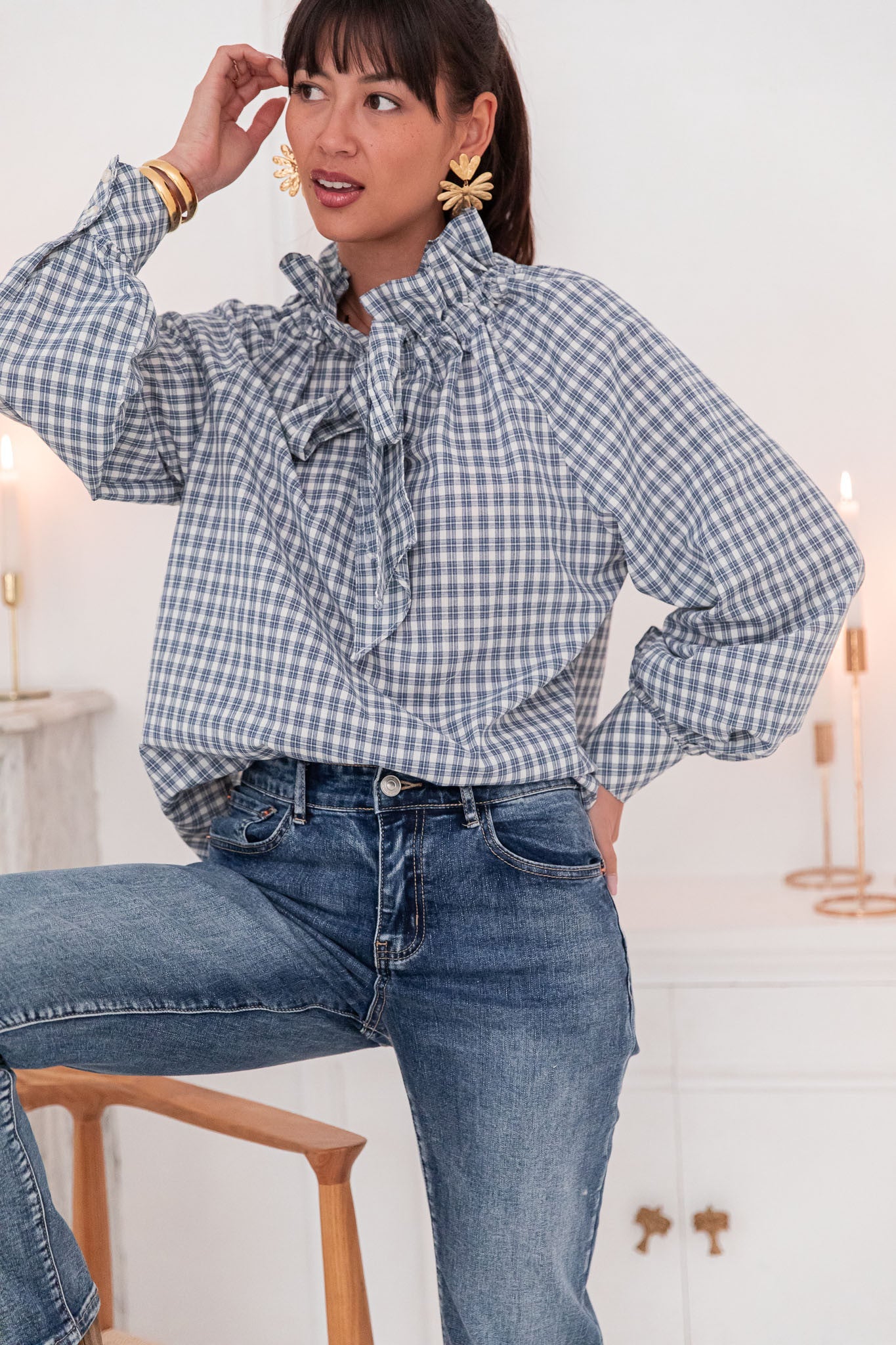 SIBÈLE Bleue - Blouse Carreaux