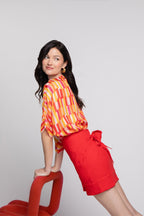 Jupe Margaux Gaze De Coton Rouge