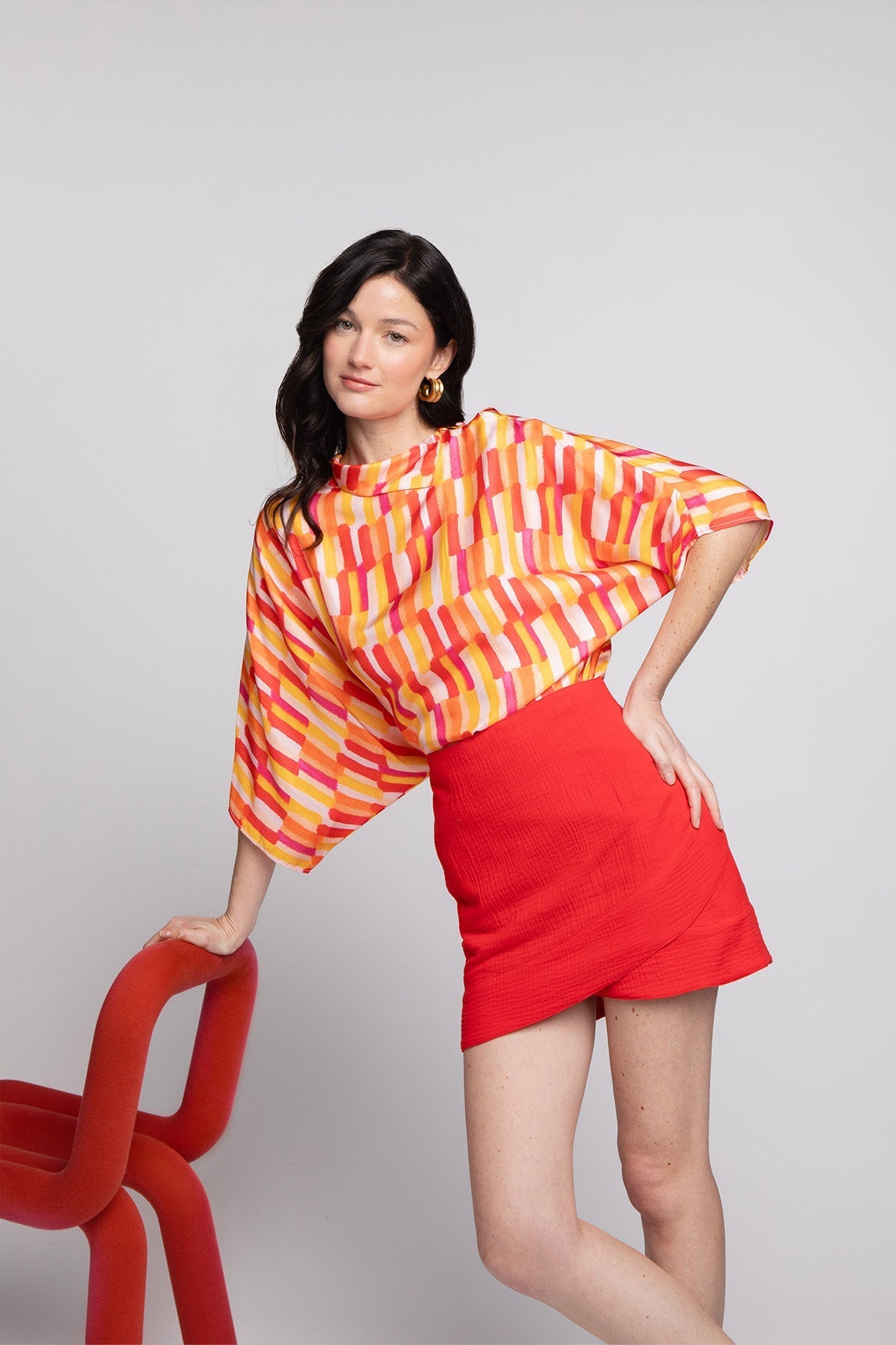 Jupe Margaux Gaze De Coton Rouge