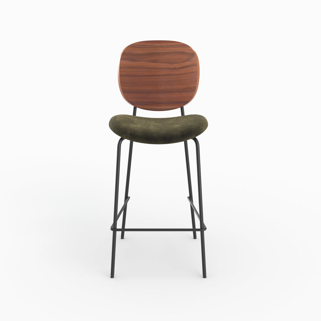 simone lot 2 chaises ilot hautes velours kaki 65 5cm