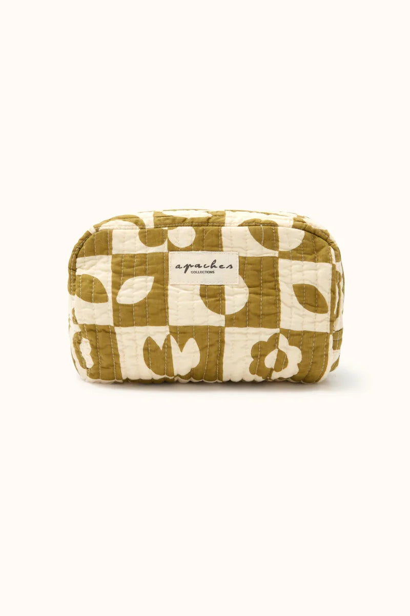 Small Trousse Gaya "Damier" - Tobacco