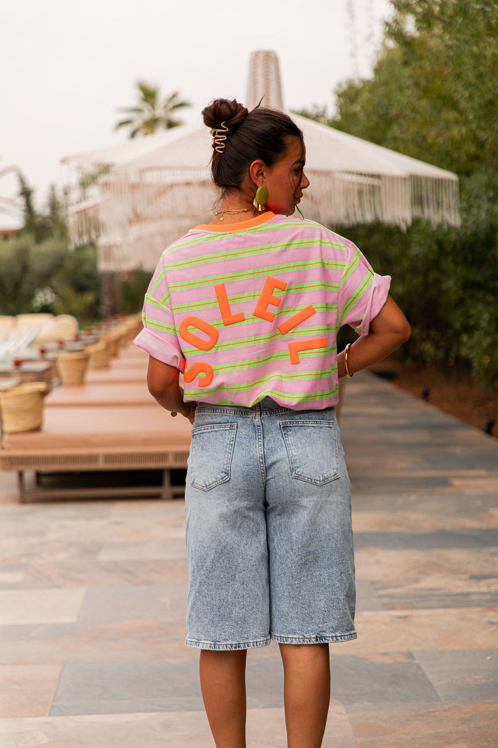 SOLEIL Orange - T-Shirt Rayé