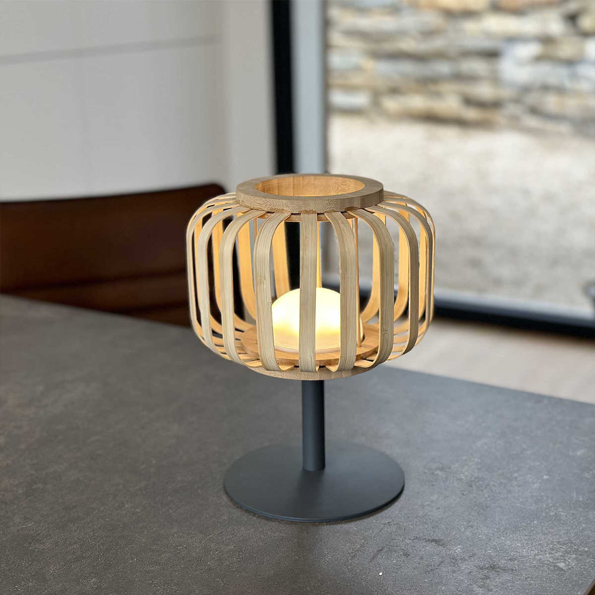Standy Bambou - Lampe De Table Sans Fil - Bambou - Beige